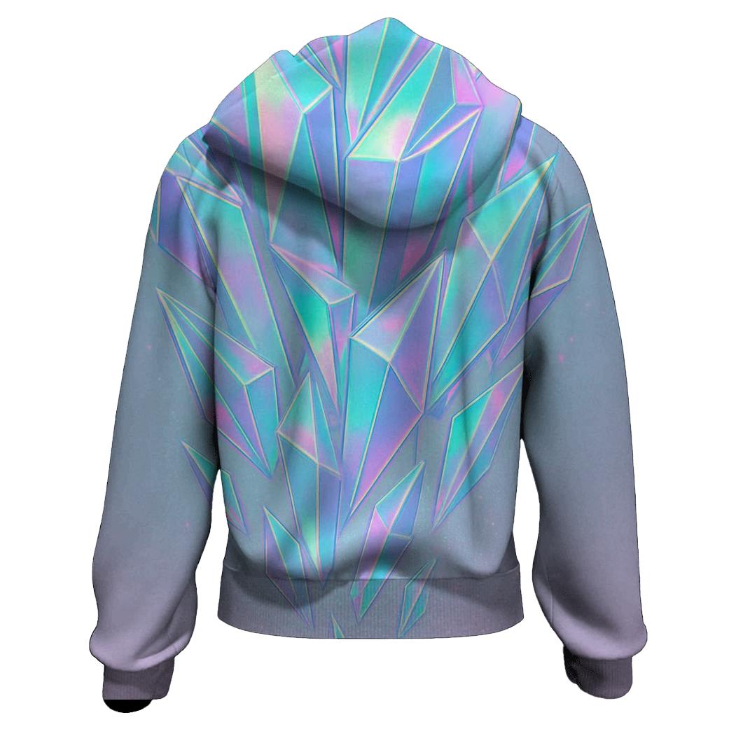 Holographic Prism Cascade zip-up hoodies