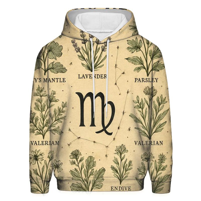 Virgo Celestial Herbarium Chart printed hoodies