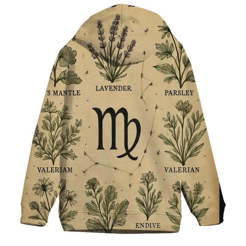 Virgo Celestial Herbarium Chart printed hoodies