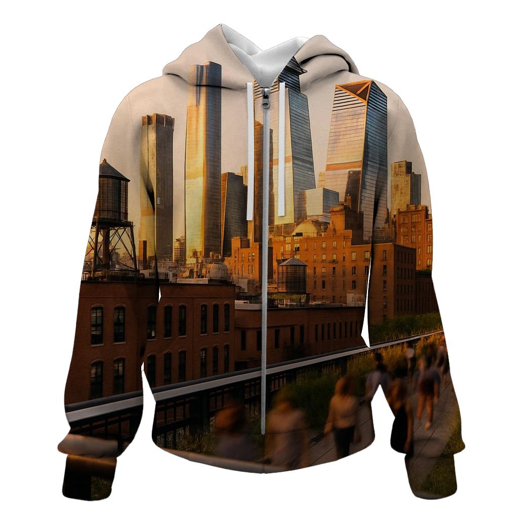Hudson Yards Golden Hour From The High Line zip-up hoodies