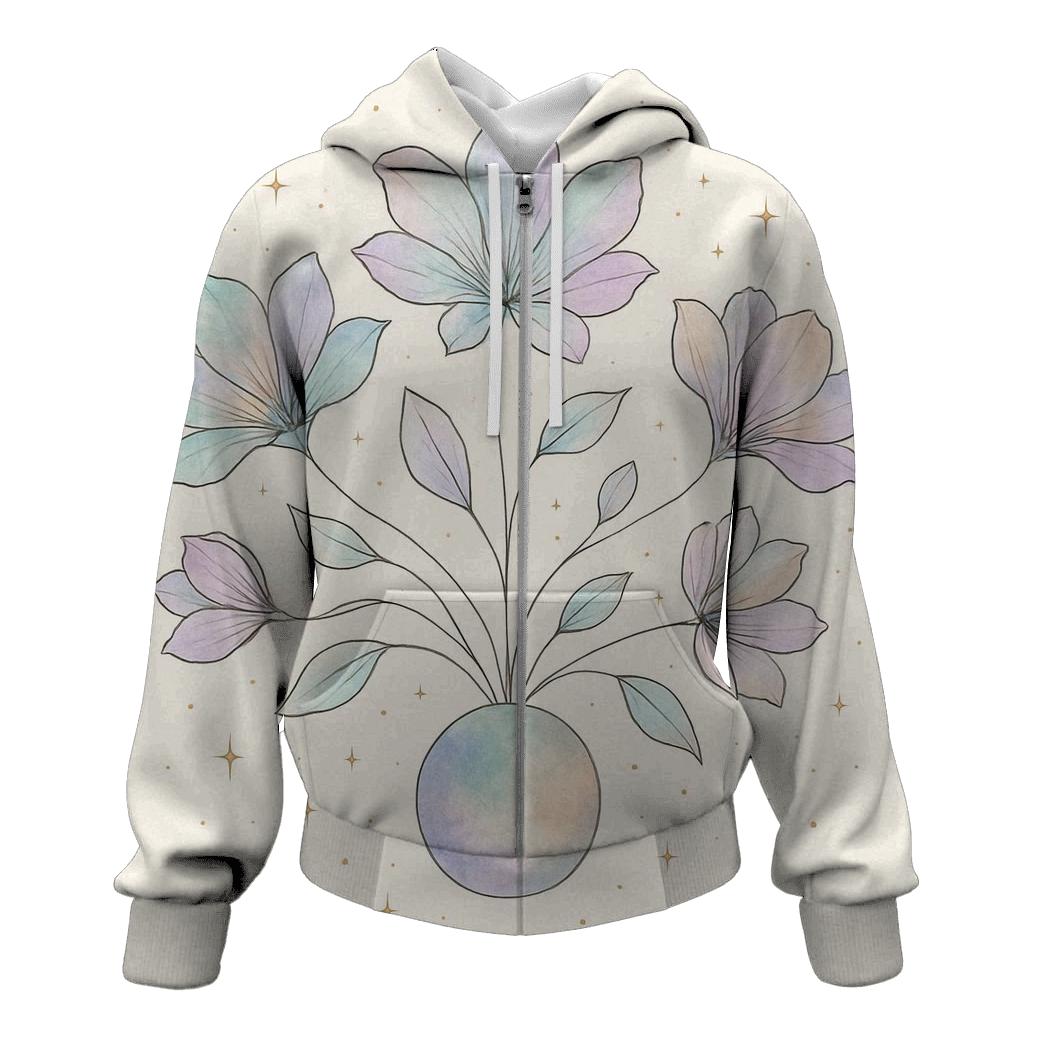 Astral Botanical Bloom zip-up hoodies