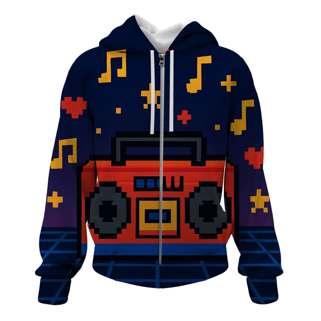 Pixel Boombox Arcade embroidered hoodies