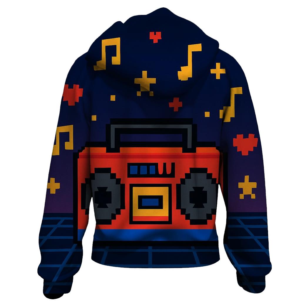 Pixel Boombox Arcade embroidered hoodies