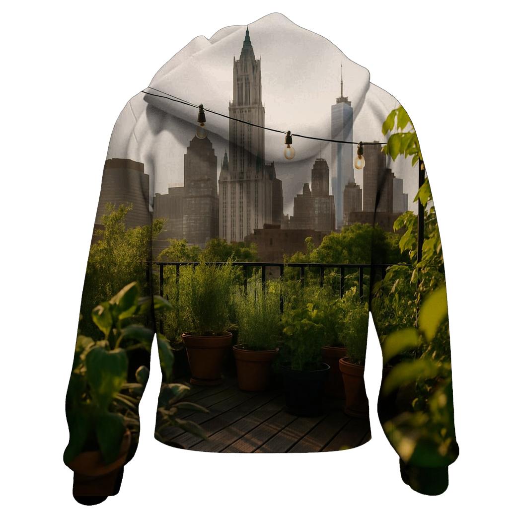 Brooklyn Rooftop Garden With Downtown View lightweight hoodies
