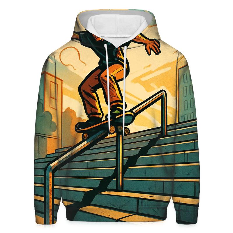 Street Skateboard Stair Descent printed hoodies