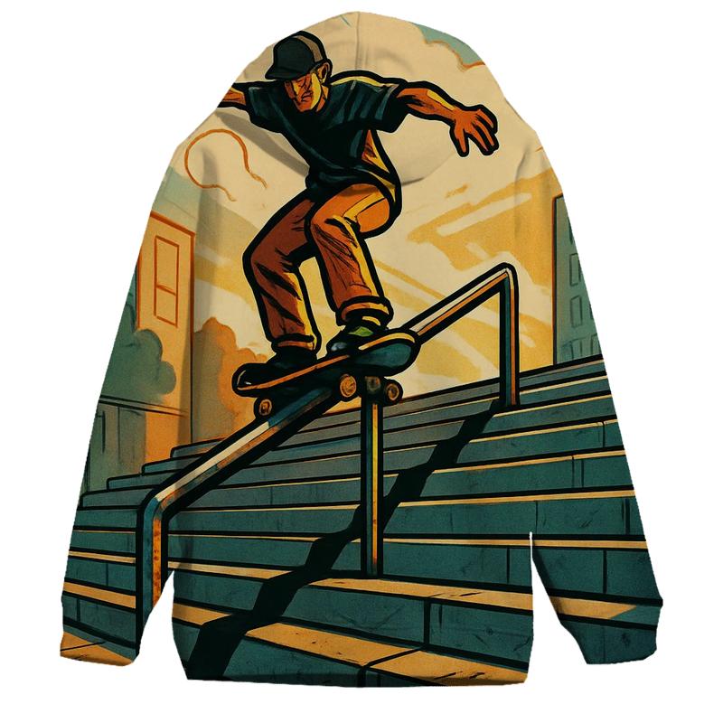 Street Skateboard Stair Descent printed hoodies