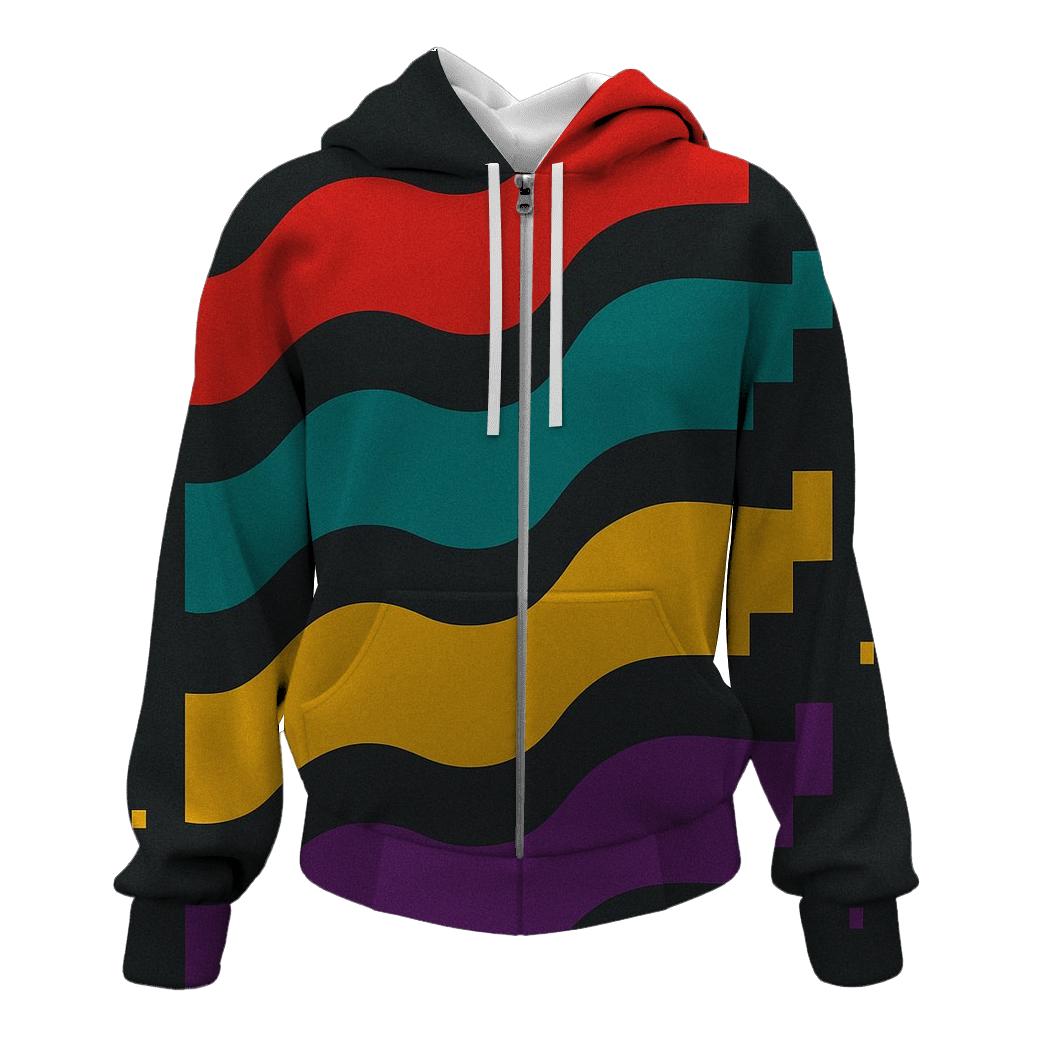 Retro TV Signal Waves embroidered hoodies