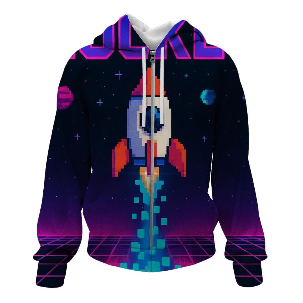 Retro Rocket Arcade Grid hoodie designs