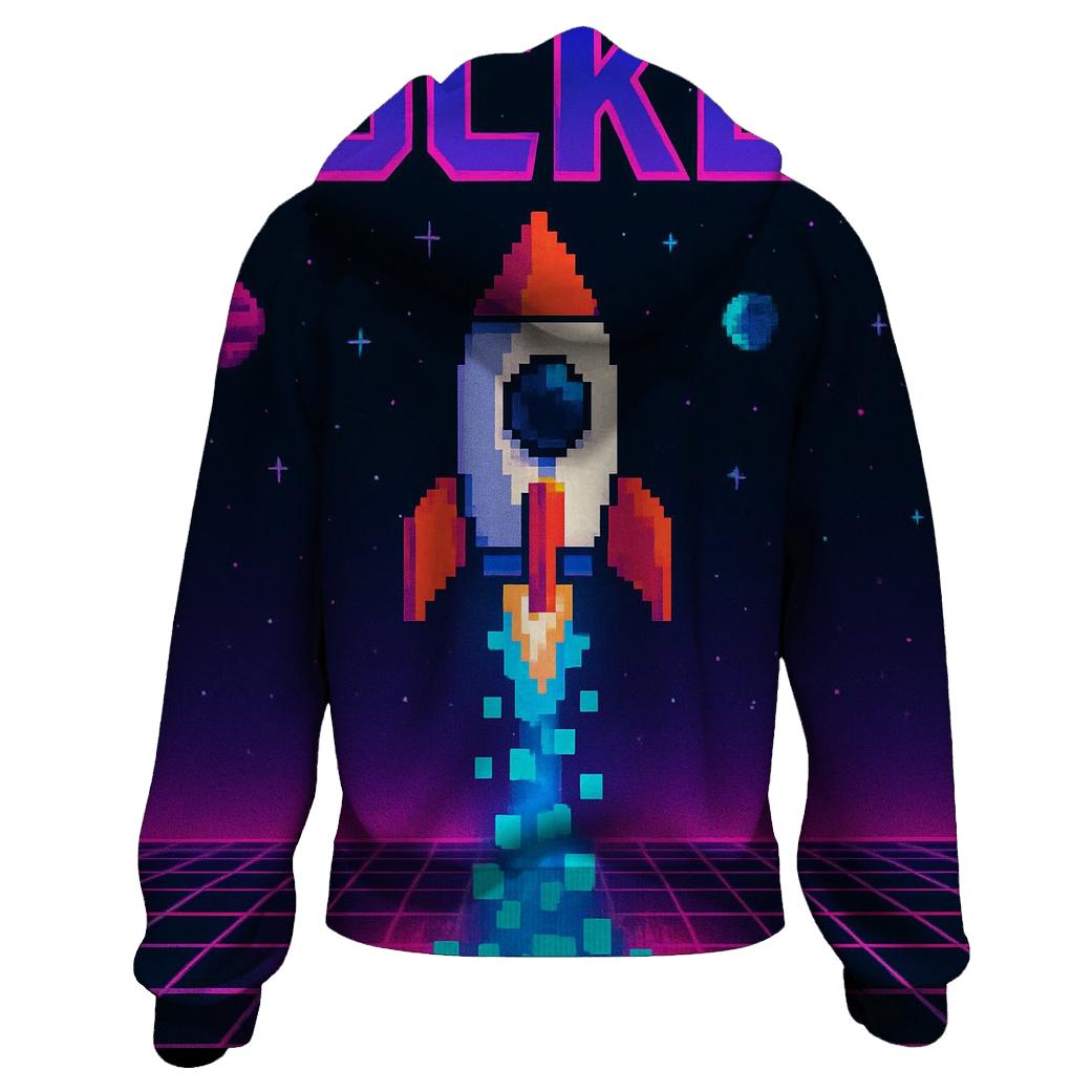 Retro Rocket Arcade Grid hoodie designs