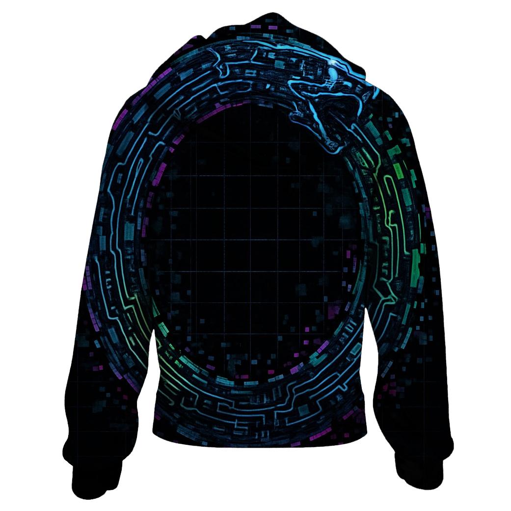 Digital Glitch Ouroboros designer hoodies