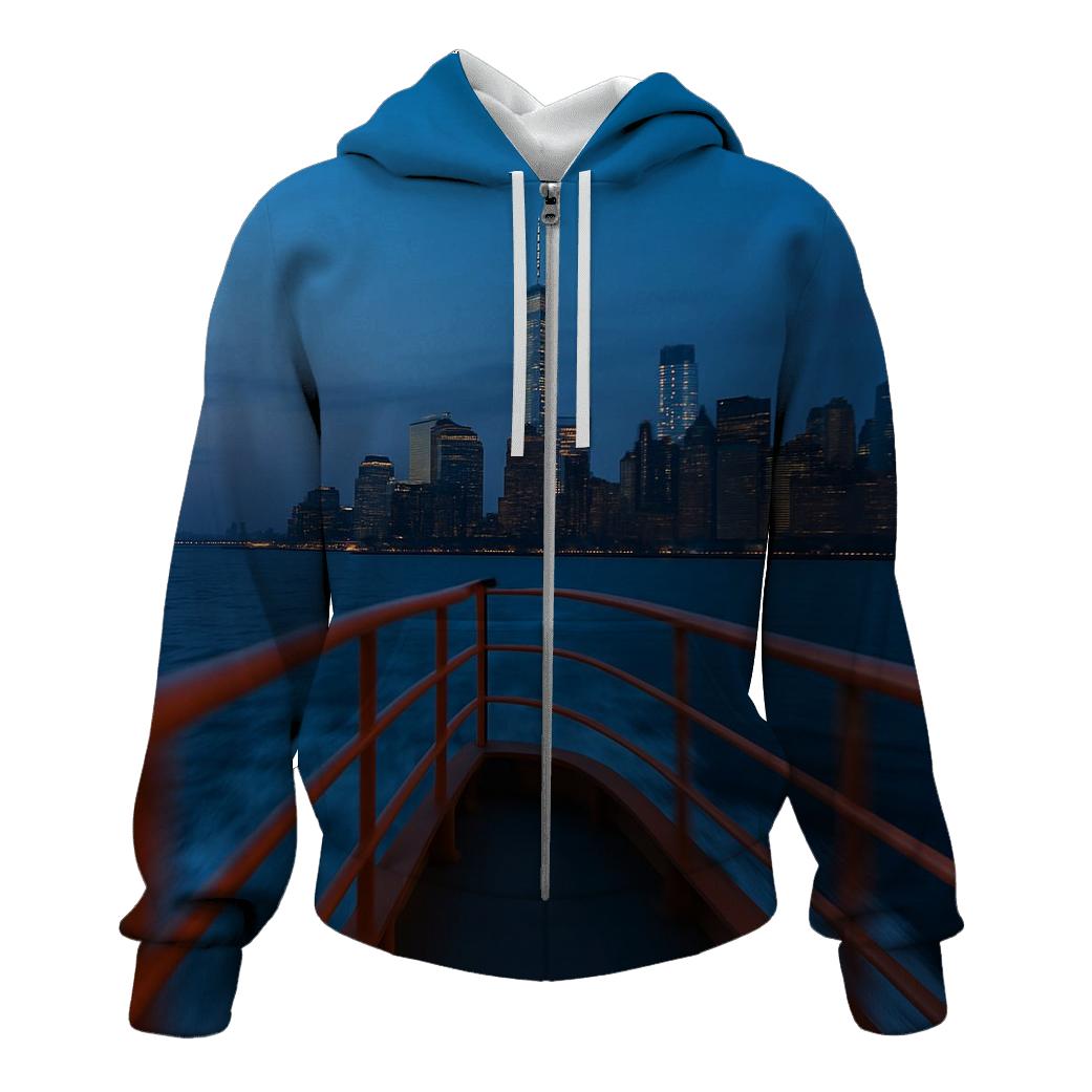 Staten Island Ferry Approach At Blue Hour premium hoodies