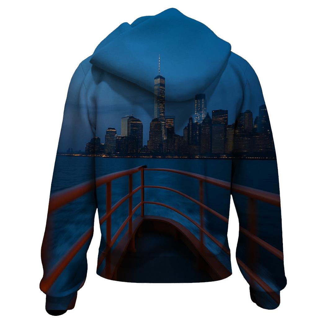 Staten Island Ferry Approach At Blue Hour premium hoodies