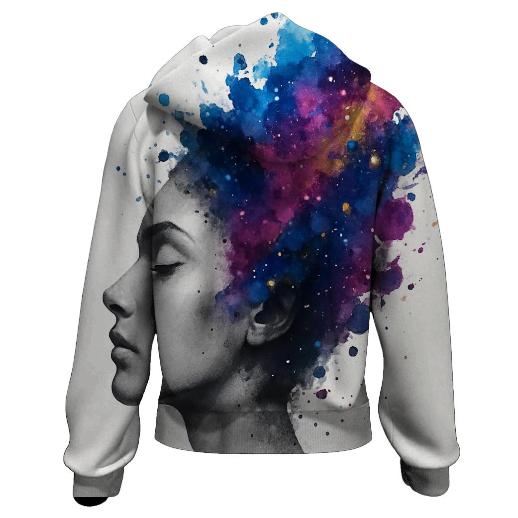 Galactic Ink Splash Portrait printed hoodies
