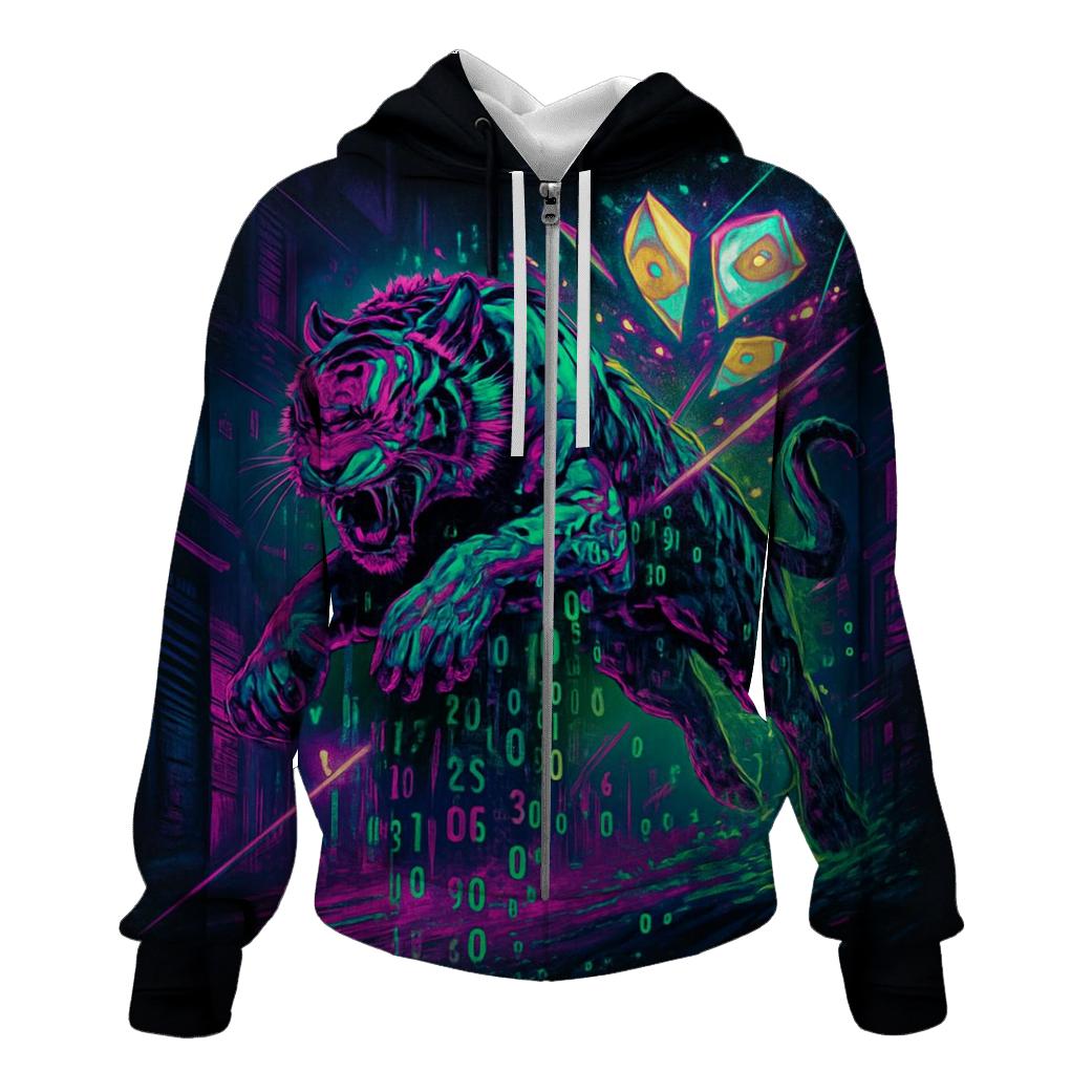 Glitched Fortune Tiger premium hoodies