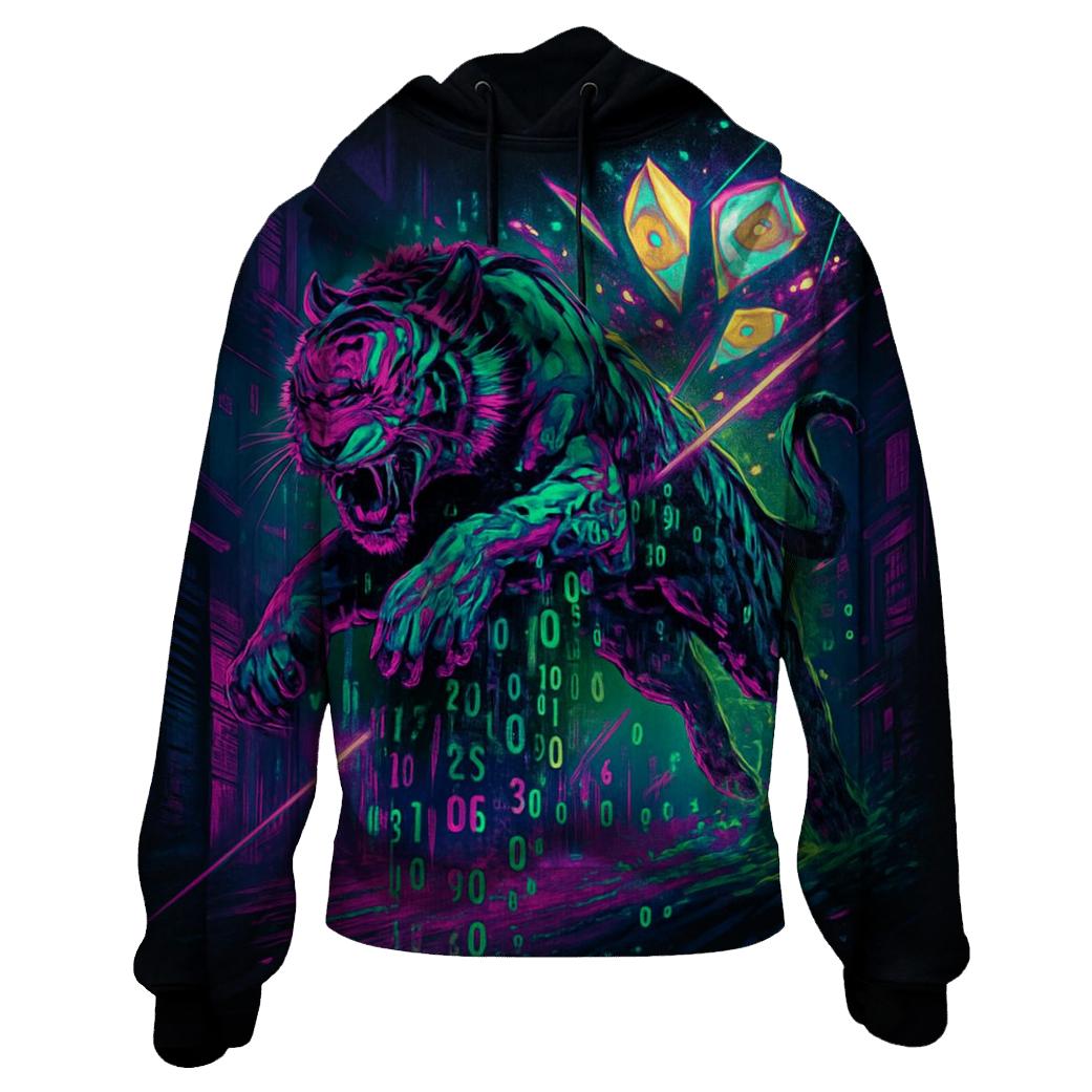 Glitched Fortune Tiger premium hoodies