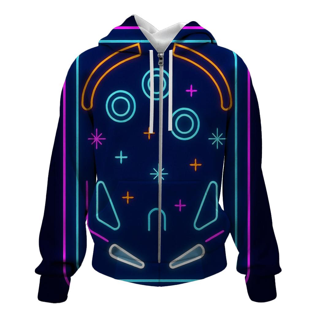 Arcade Neon Pinball Field printed hoodies