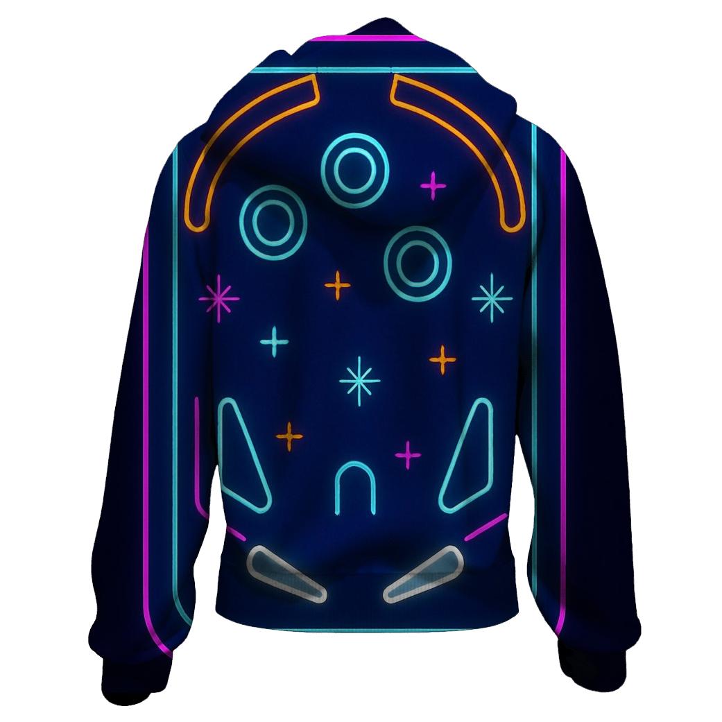Arcade Neon Pinball Field printed hoodies
