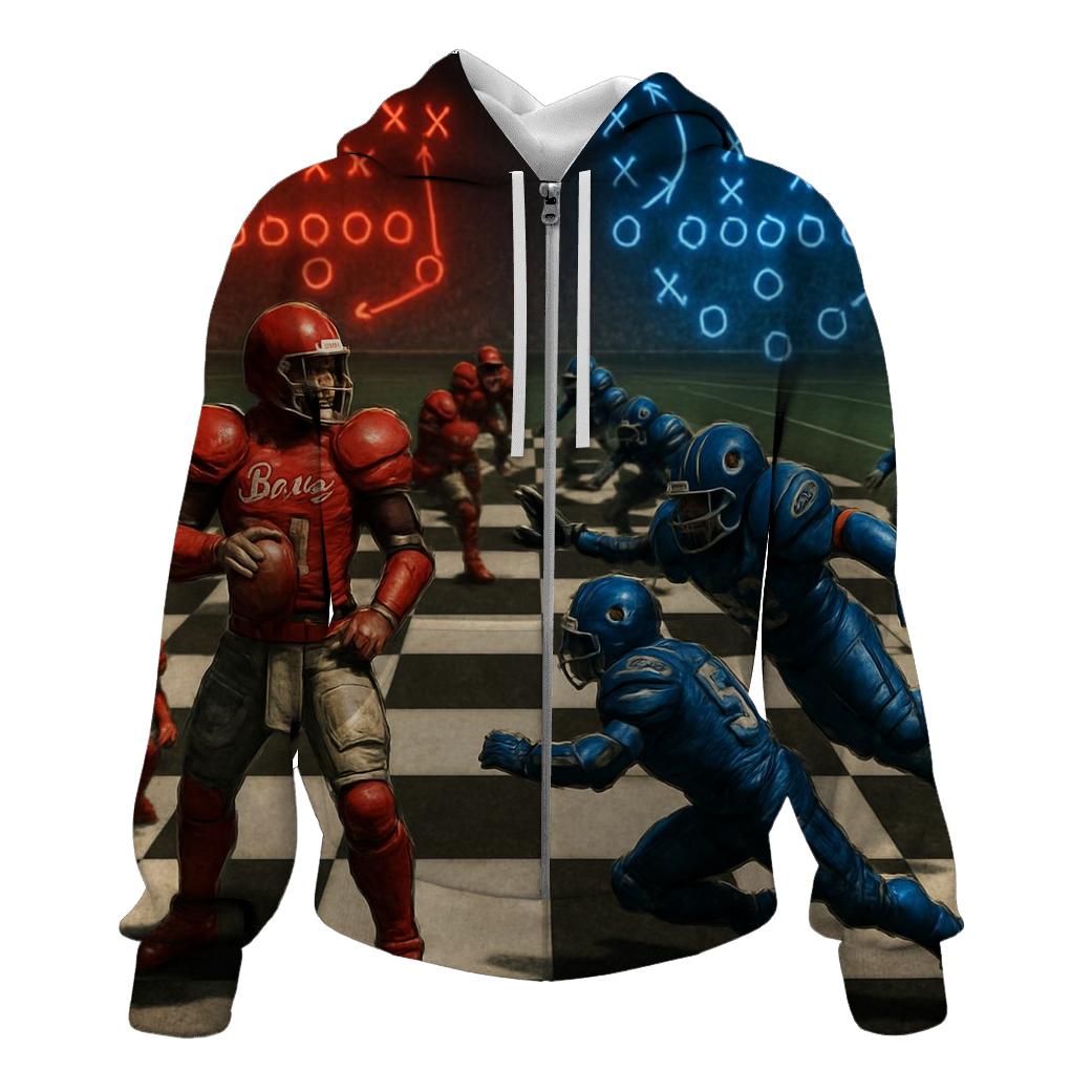 Chessboard Tactics On The Gridiron zip-up hoodies