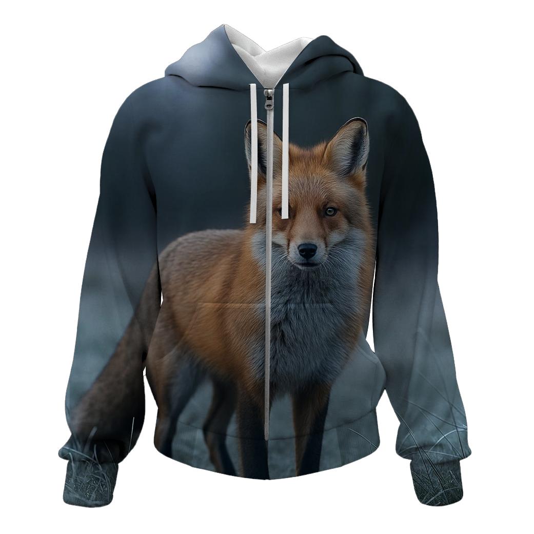 Red Fox In Frosted Meadow premium hoodies