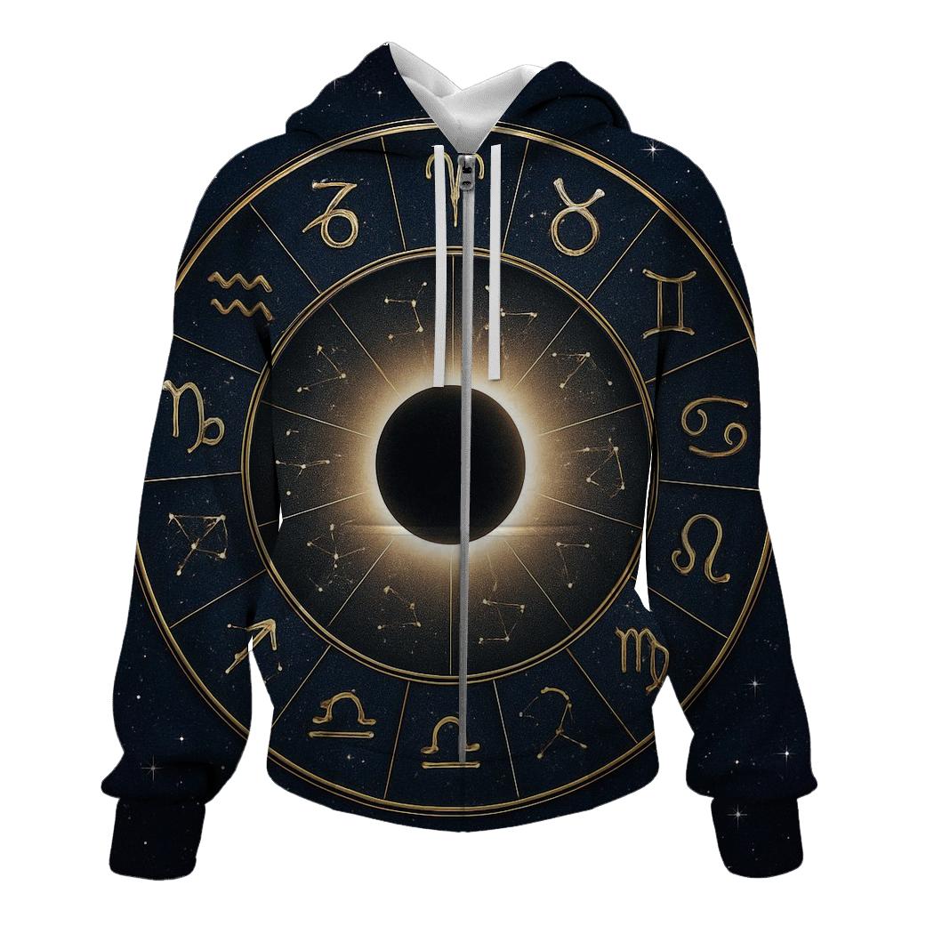 Solar Eclipse Zodiac Wheel Alignment lightweight hoodies