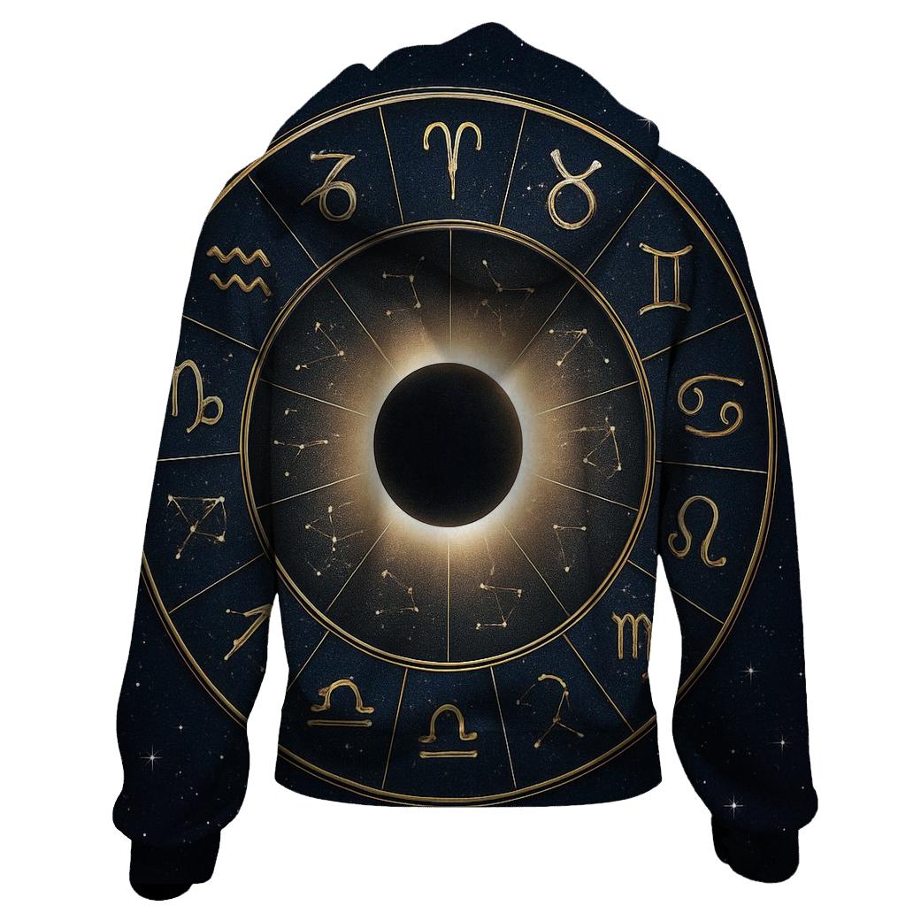 Solar Eclipse Zodiac Wheel Alignment lightweight hoodies