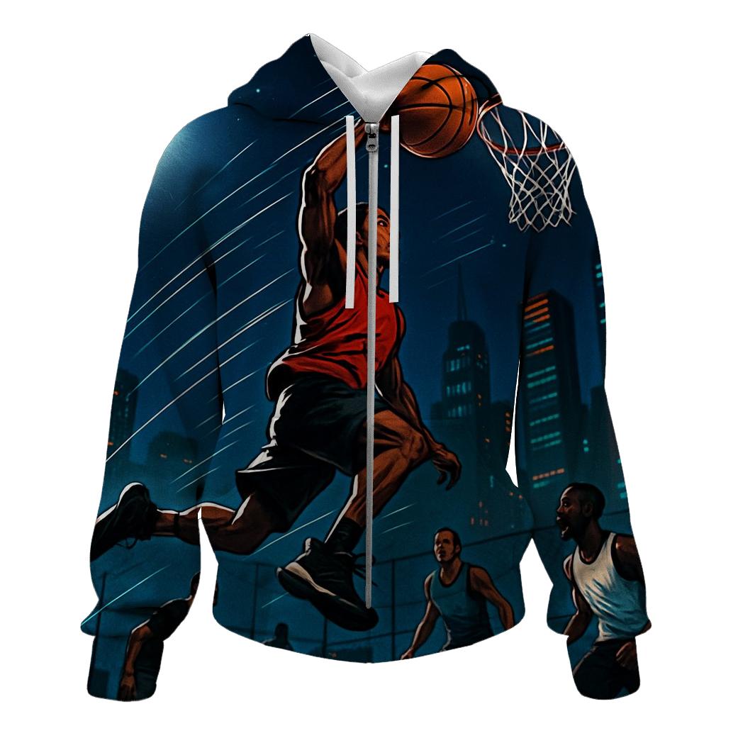 Urban Rooftop Basketball Night Game custom hoodies