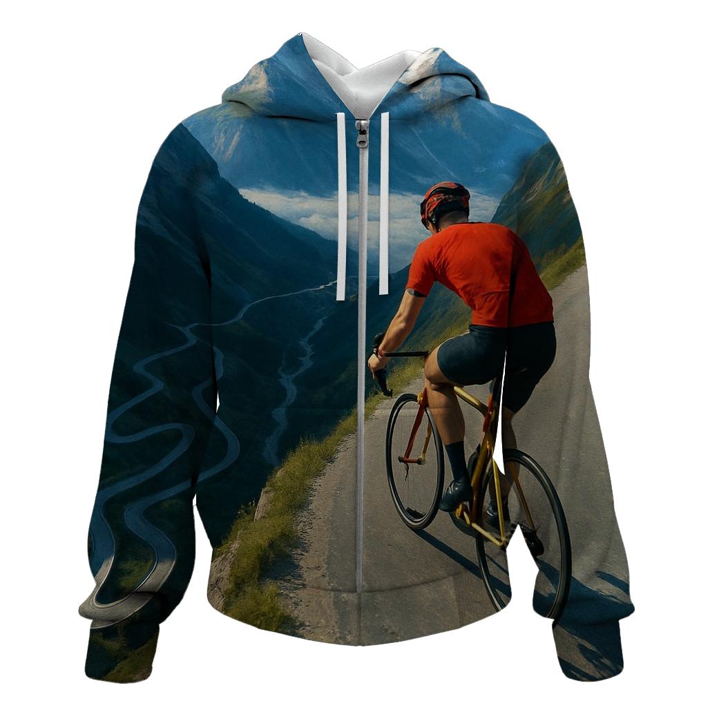 Mountain Cyclist Above The Clouds premium hoodies