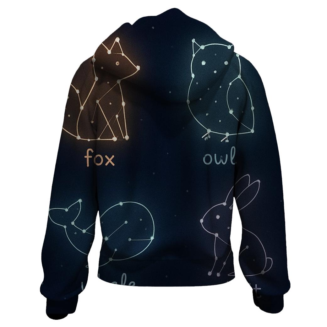 Constellation Storybook Animals printed hoodies