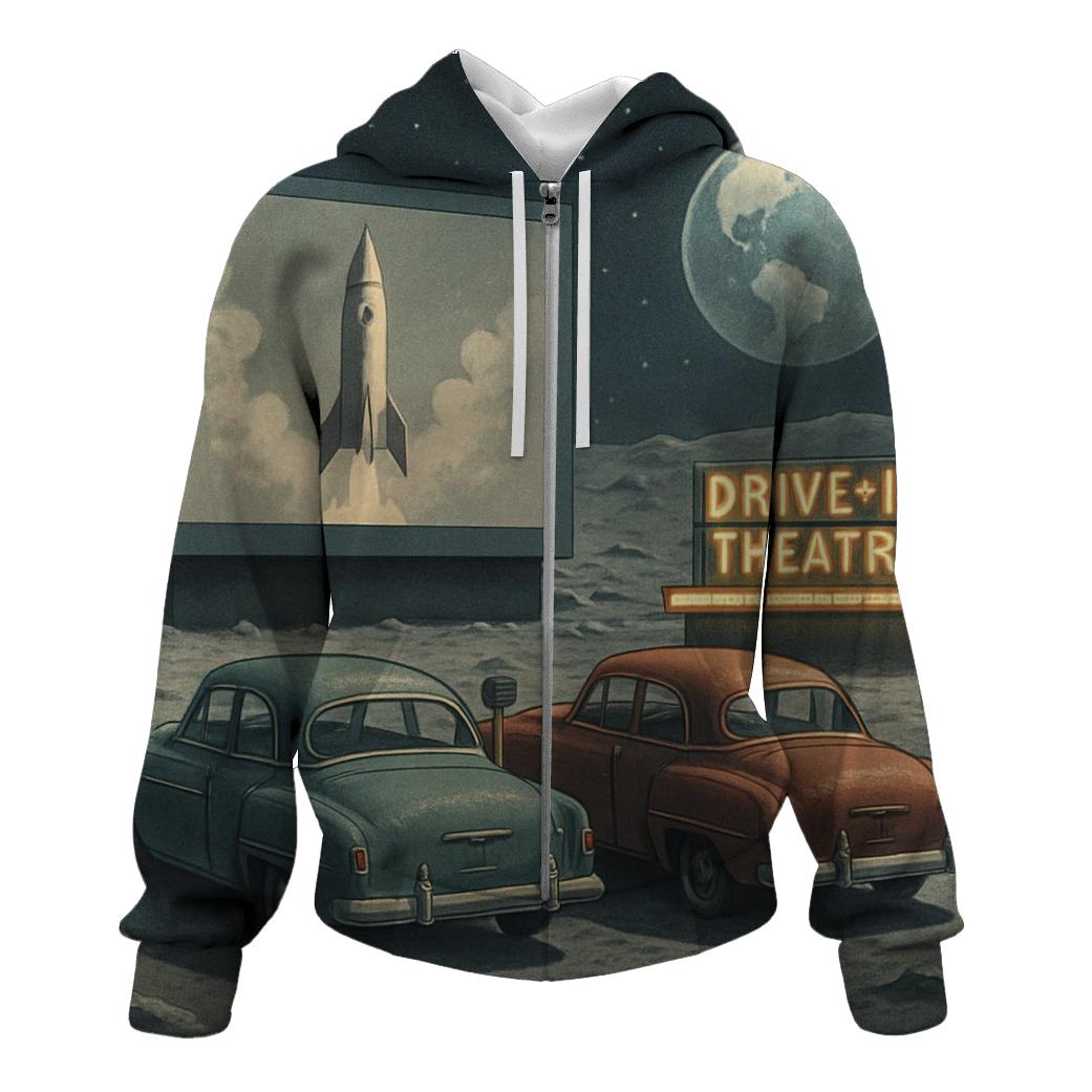 Lunar Drive In Theater Scene lightweight hoodies