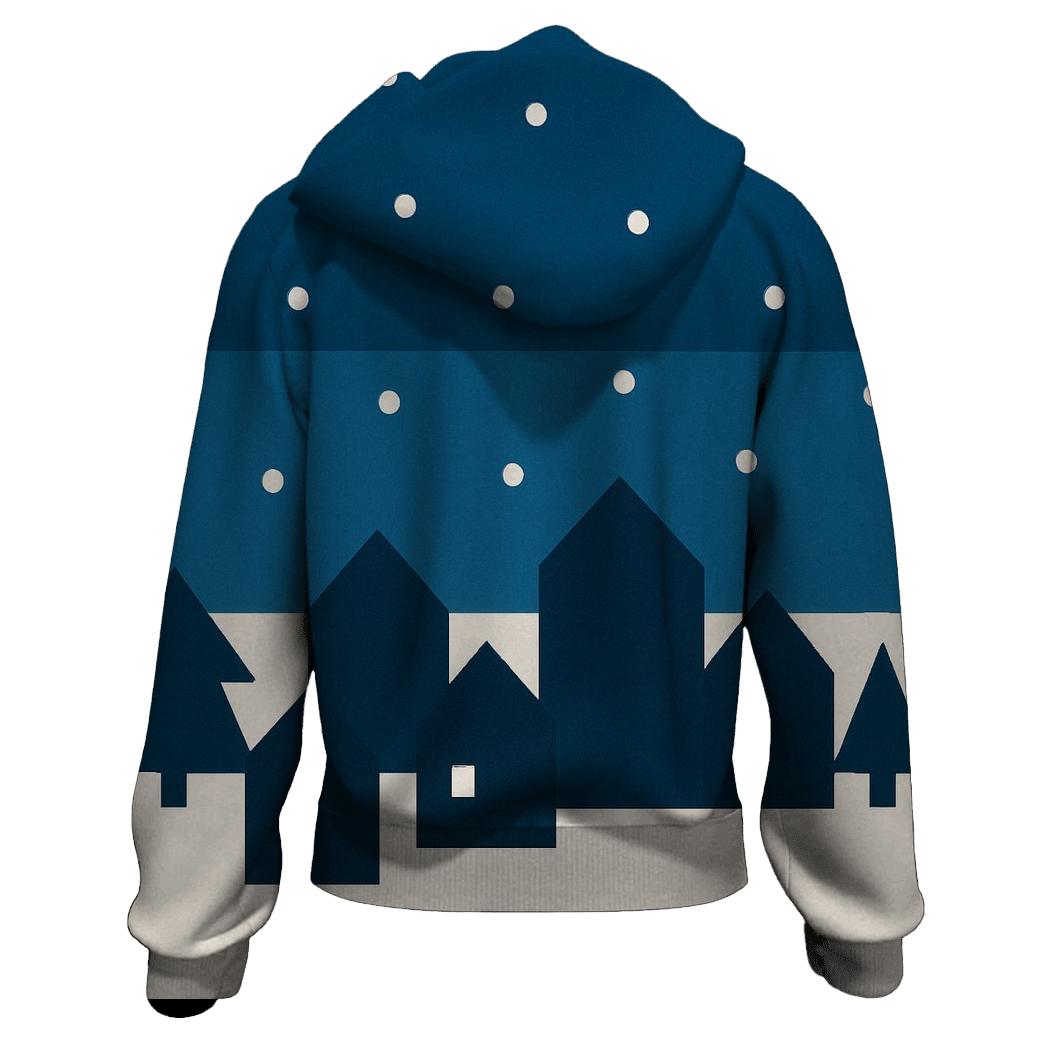Snowy Village Silhouette Bands graphic hoodies