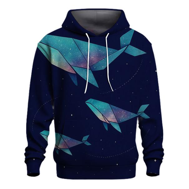 Cosmic Origami Whales designer hoodies