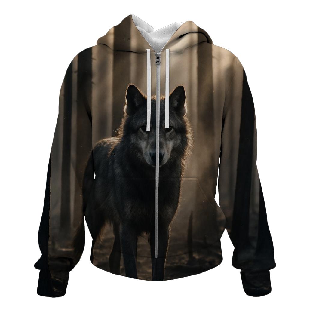 Burnt Forest Sentinel Wolf heavyweight hoodies