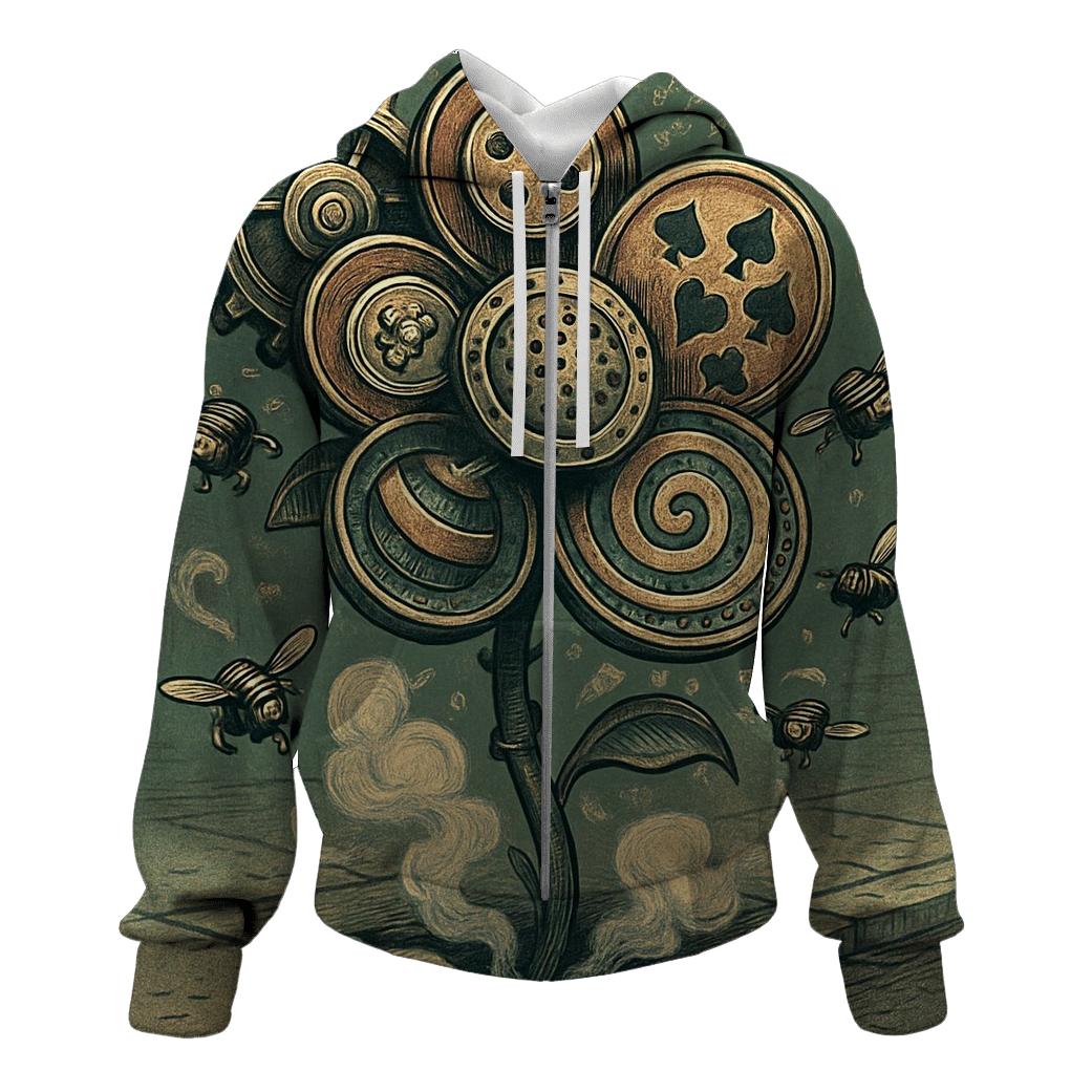 Mechanical Coin Bloom zip-up hoodies