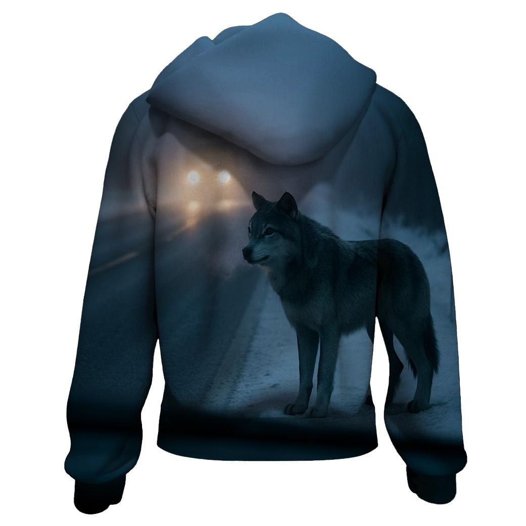 Rural Highway Wolf Roadside Pause lightweight hoodies