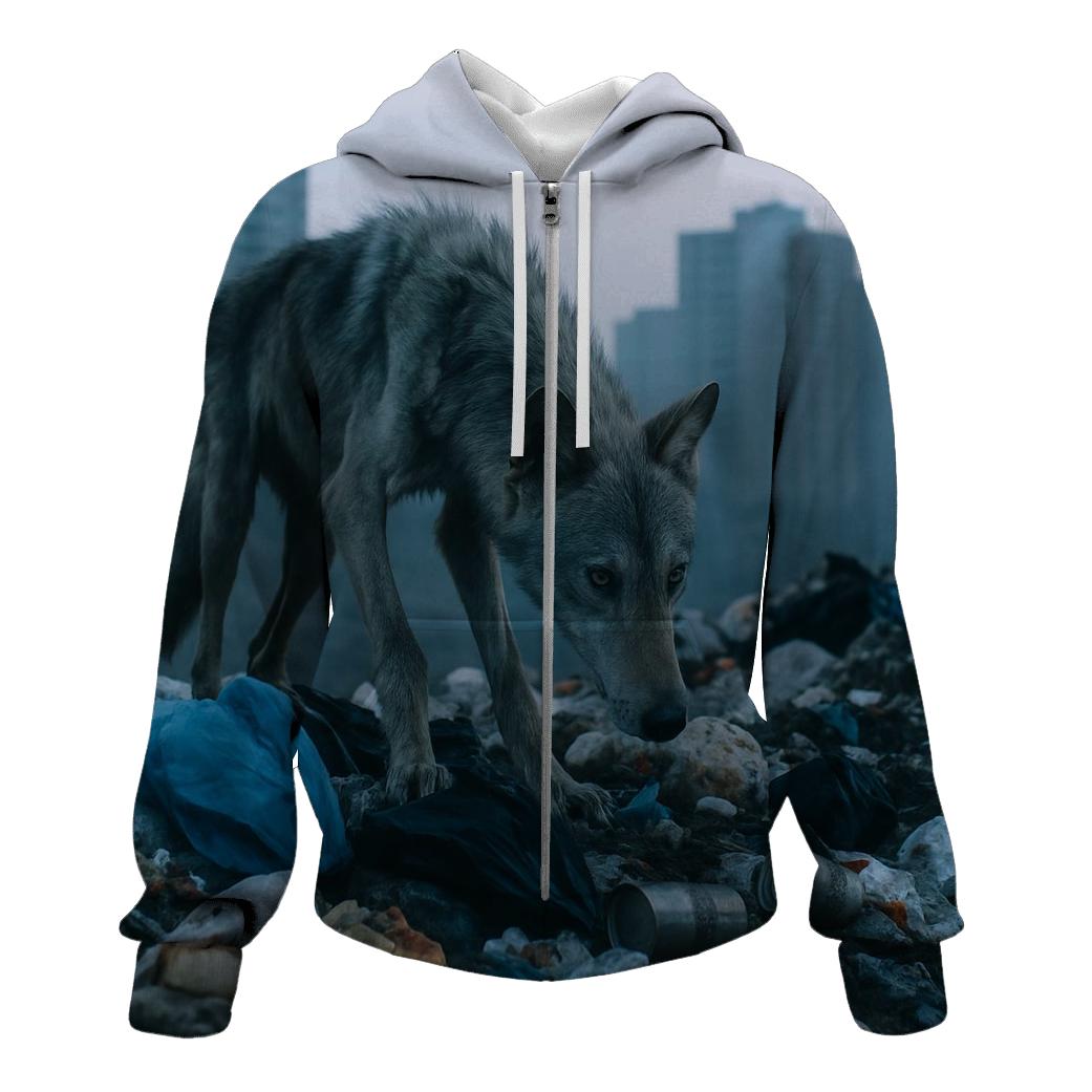 Urban Periphery Garbage Dump Wolf hoodie designs