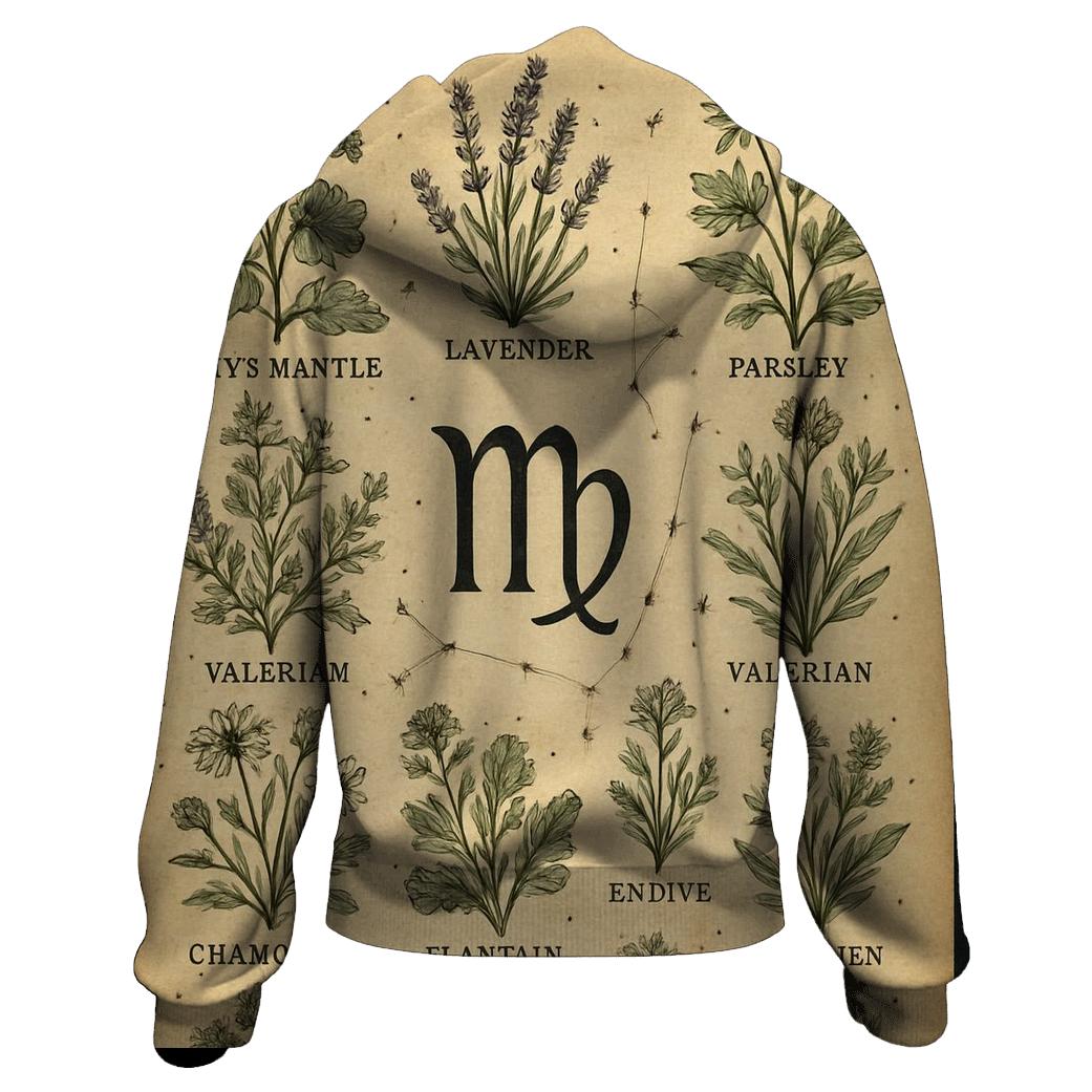 Virgo Celestial Herbarium Chart embroidered hoodies