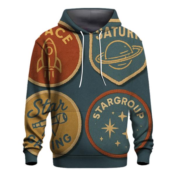 Retro Space Camp Badge Set heavyweight hoodies