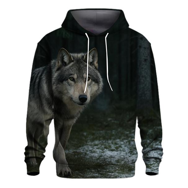 Grey Wolf In Boreal Clearing printed hoodies