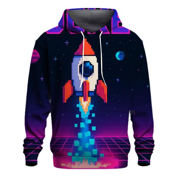 Retro Rocket Arcade Grid zip-up hoodies