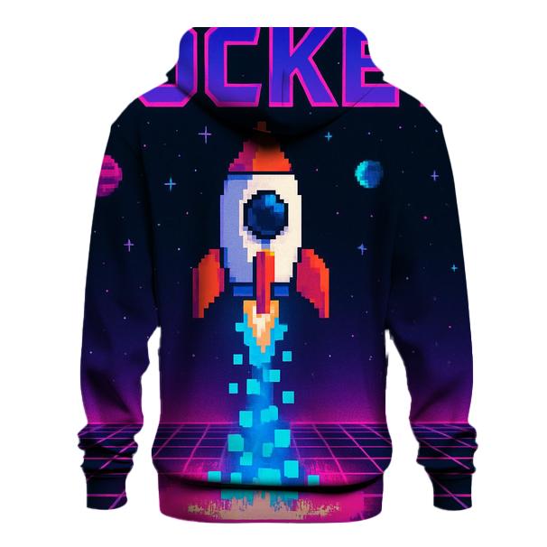 Retro Rocket Arcade Grid zip-up hoodies