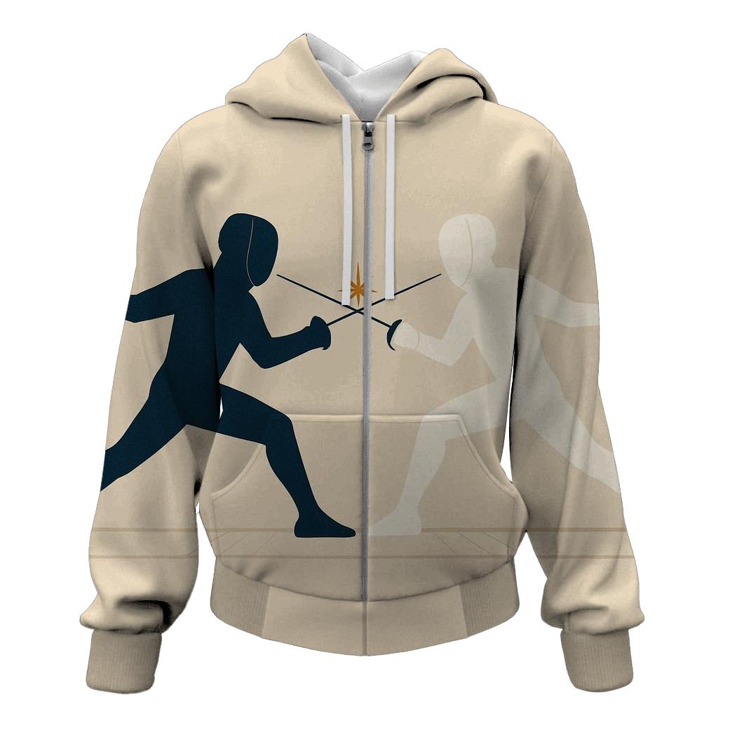 Fencing Duel In Minimalist Silhouette printed hoodies