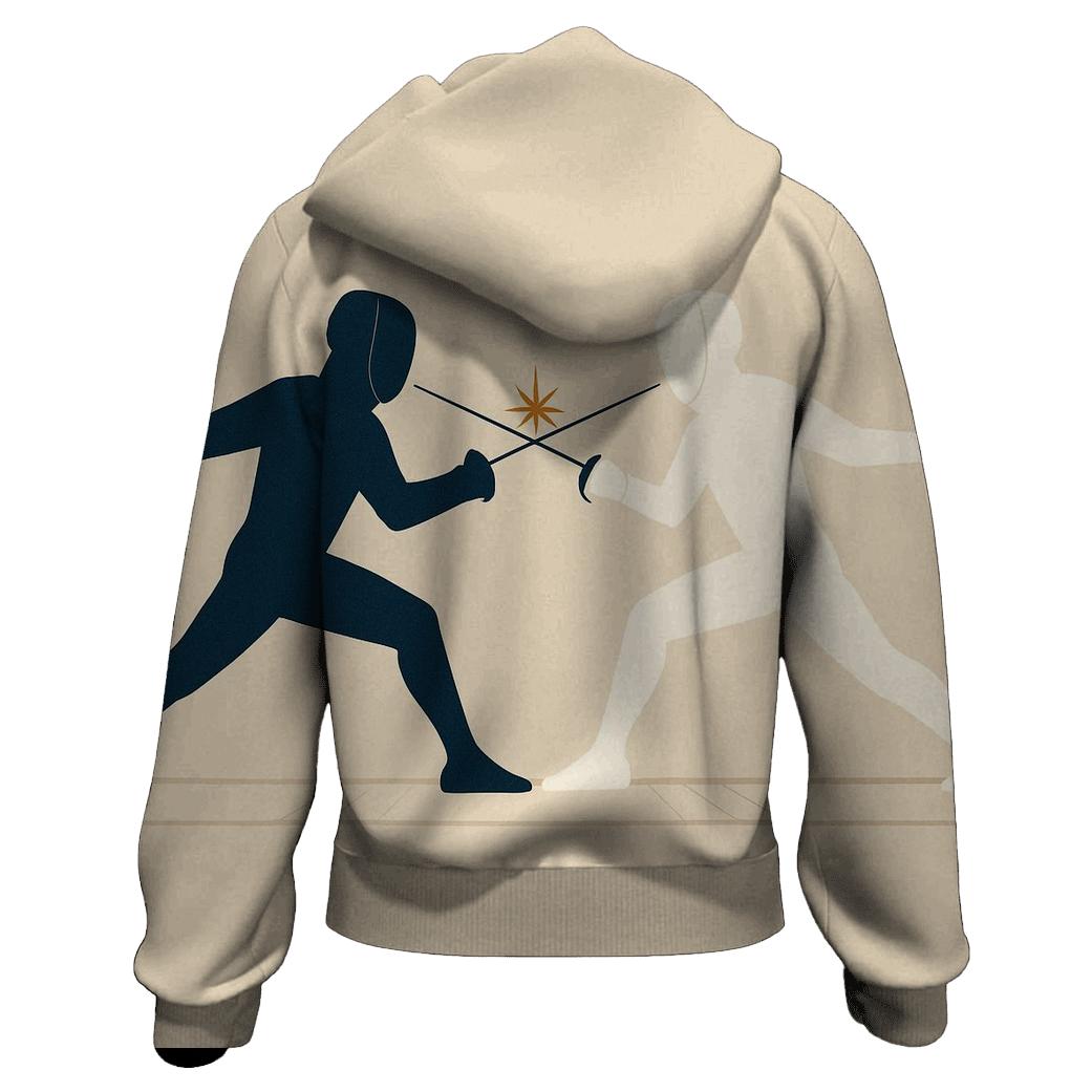Fencing Duel In Minimalist Silhouette printed hoodies