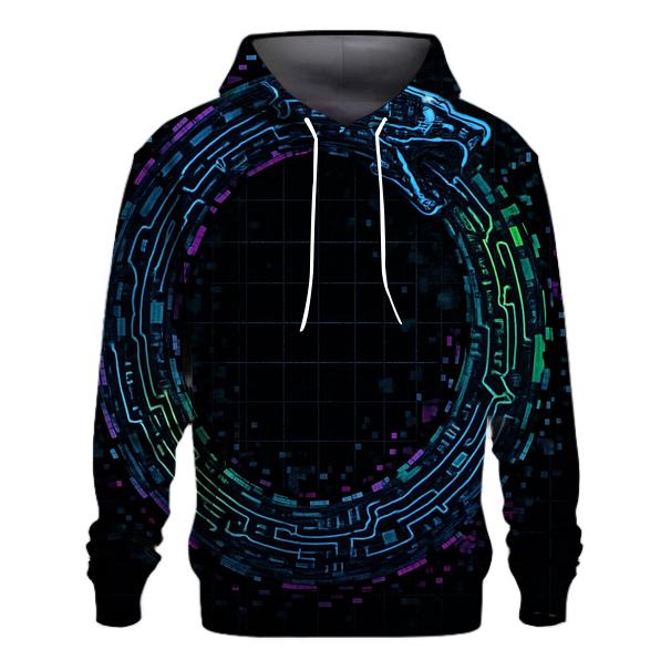 Digital Glitch Ouroboros hoodie designs