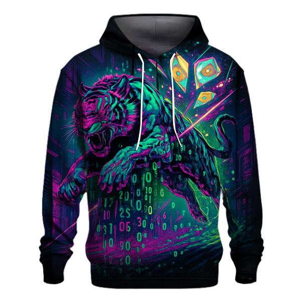 Glitched Fortune Tiger printed hoodies