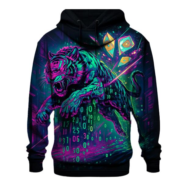 Glitched Fortune Tiger printed hoodies