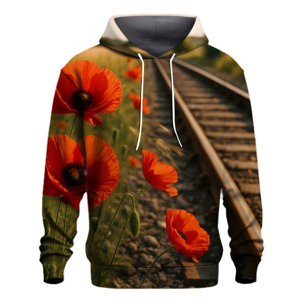 Wild Poppies Along Rural Railway designer hoodies