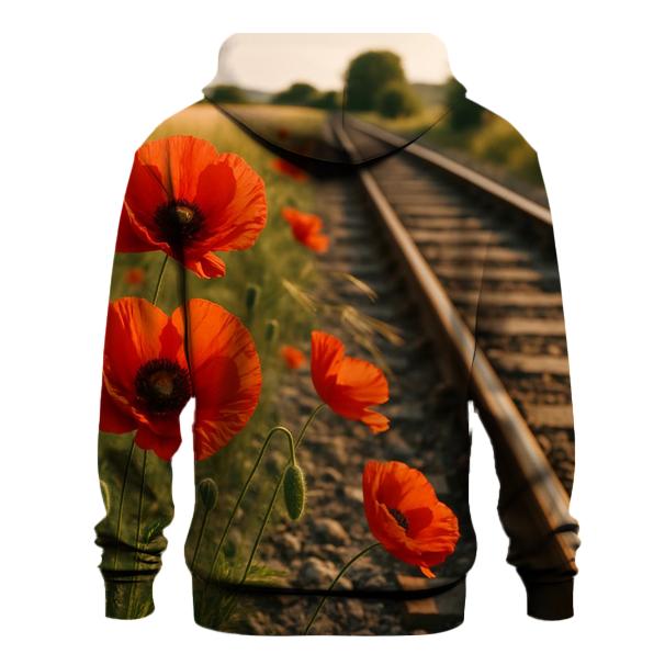 Wild Poppies Along Rural Railway designer hoodies