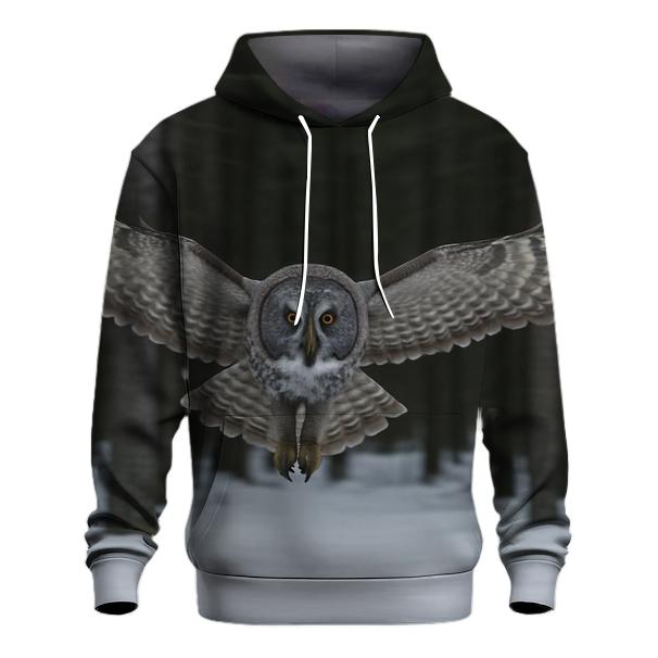 Great Grey Owl Silent Glide premium hoodies