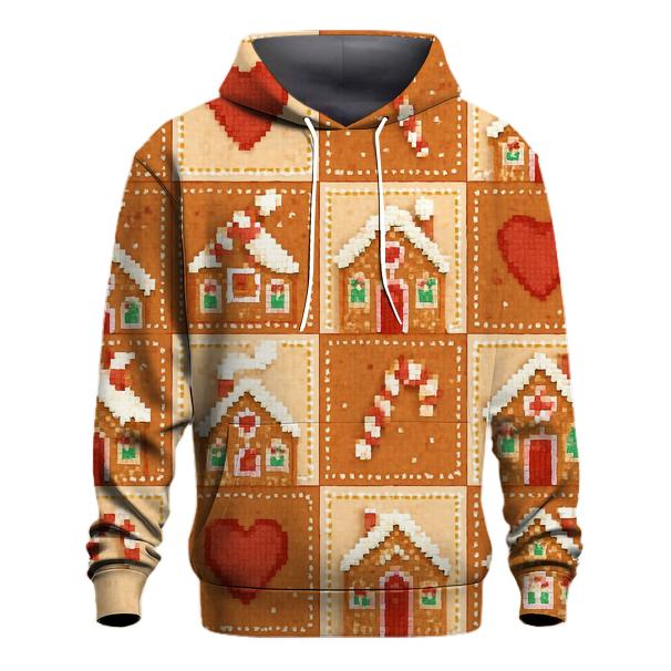 Gingerbread Chimney Patchwork Design graphic hoodies
