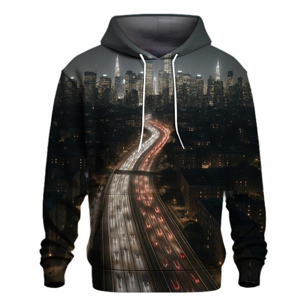 Nighttime Aerial Over The Cross Bronx And Midtown heavyweight hoodies